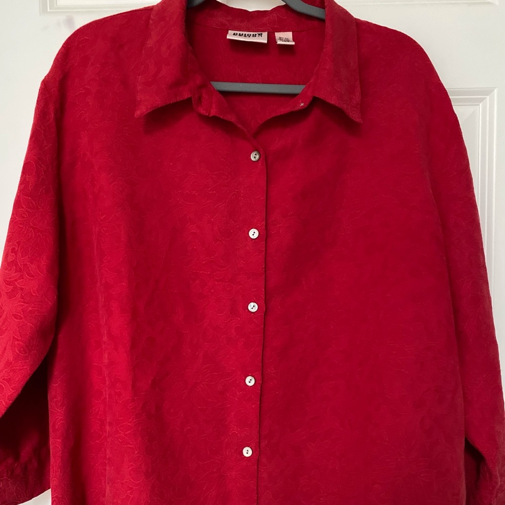 Chico’s Design Plus Size Embroidered Silk and Linen Blouse